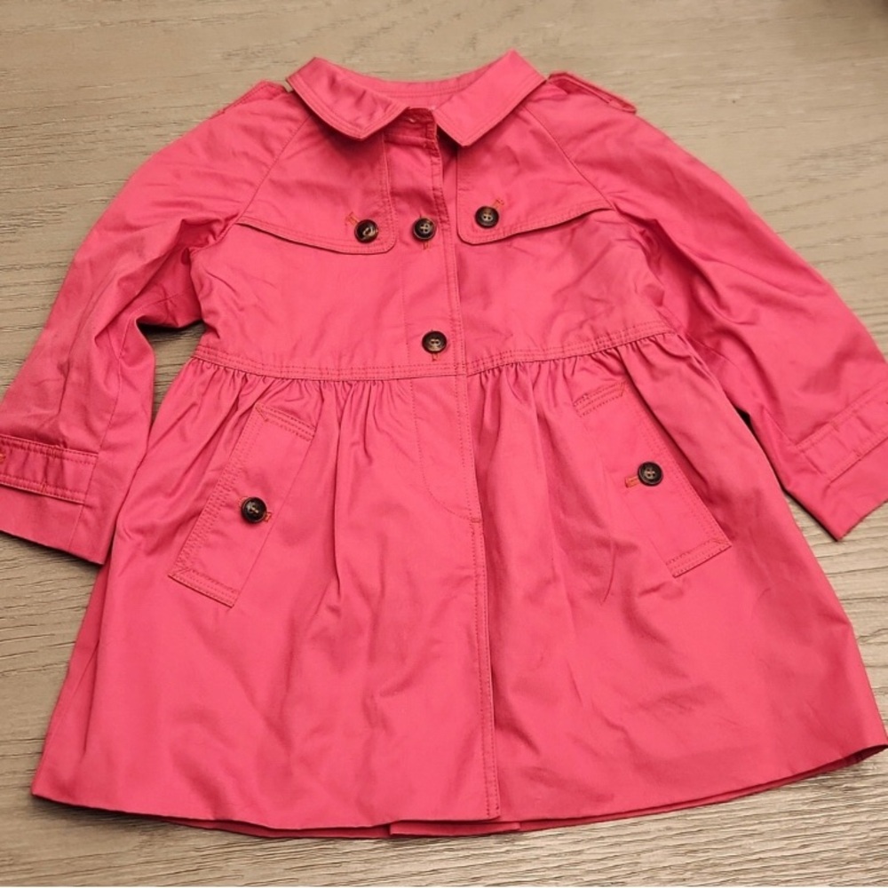 Like New Burberry Plaid Hot Pink Fuchsia Color Toddler Trench Coat 18 months